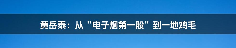 黄岳泰：从“电子烟第一股”到一地鸡毛