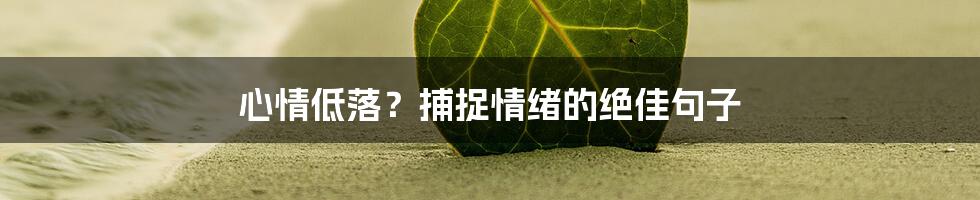 心情低落？捕捉情绪的绝佳句子