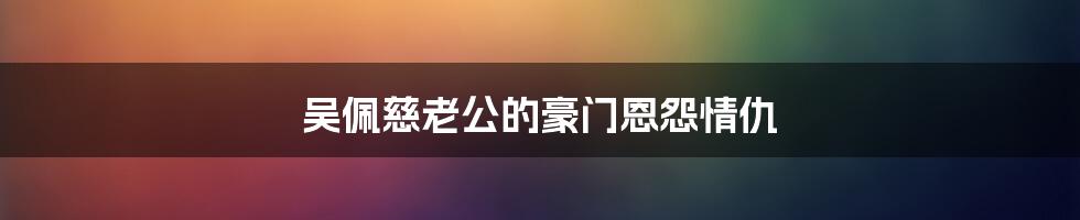 吴佩慈老公的豪门恩怨情仇