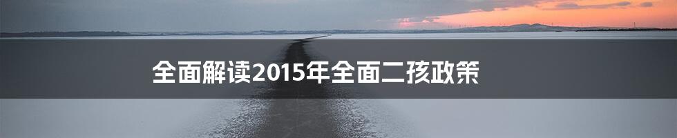 全面解读2015年全面二孩政策