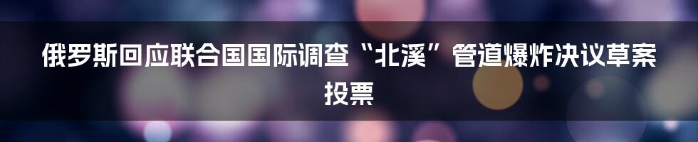 俄罗斯回应联合国国际调查“北溪”管道爆炸决议草案投票