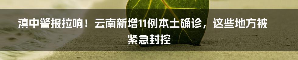 滇中警报拉响！云南新增11例本土确诊，这些地方被紧急封控