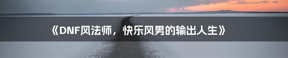 《DNF风法师，快乐风男的输出人生》