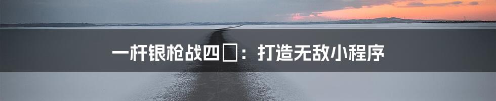 一杆银枪战四毌：打造无敌小程序