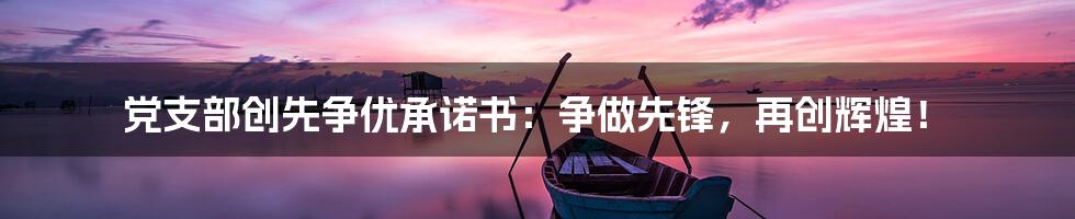 党支部创先争优承诺书：争做先锋，再创辉煌！