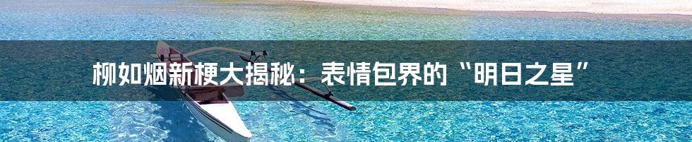 柳如烟新梗大揭秘：表情包界的“明日之星”