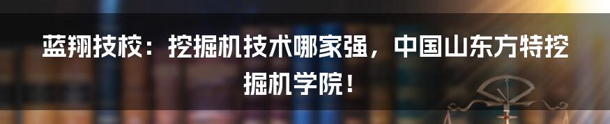 蓝翔技校：挖掘机技术哪家强，中国山东方特挖掘机学院！