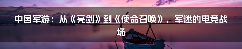 中国军游：从《亮剑》到《使命召唤》，军迷的电竞战场