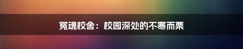 冤魂校舍：校园深处的不寒而栗