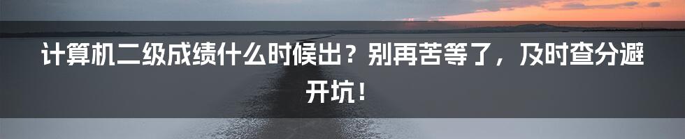 计算机二级成绩什么时候出？别再苦等了，及时查分避开坑！