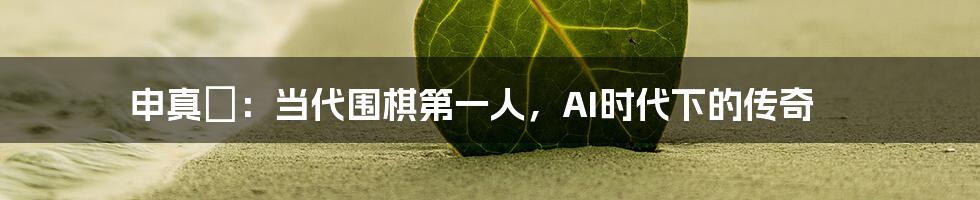 申真谞：当代围棋第一人，AI时代下的传奇