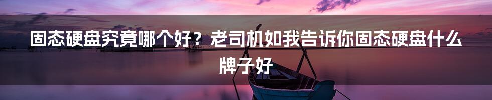 固态硬盘究竟哪个好？老司机如我告诉你固态硬盘什么牌子好