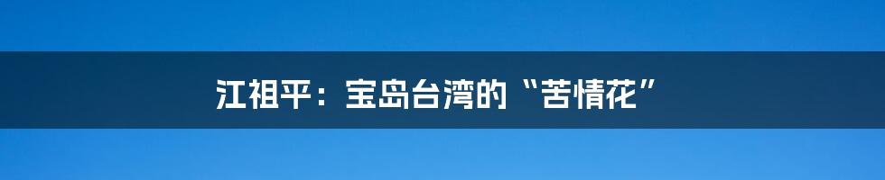 江祖平：宝岛台湾的“苦情花”