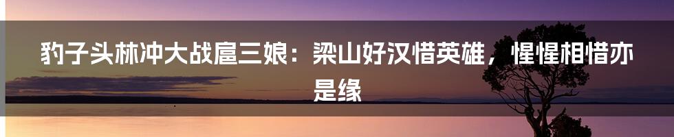 豹子头林冲大战扈三娘：梁山好汉惜英雄，惺惺相惜亦是缘