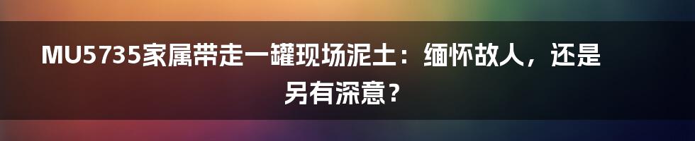 MU5735家属带走一罐现场泥土：缅怀故人，还是另有深意？