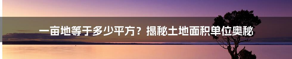 一亩地等于多少平方？揭秘土地面积单位奥秘