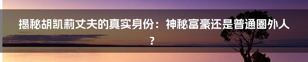 揭秘胡凯莉丈夫的真实身份：神秘富豪还是普通圈外人？