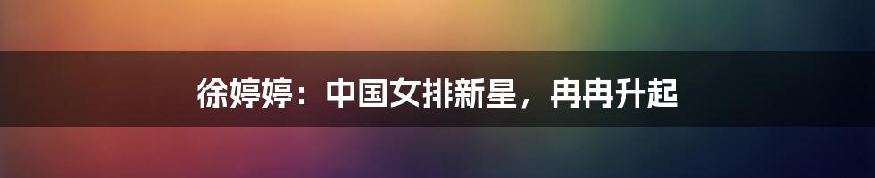 徐婷婷：中国女排新星，冉冉升起