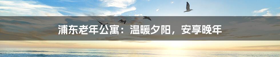 浦东老年公寓：温暖夕阳，安享晚年