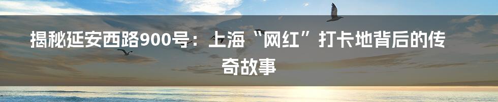 揭秘延安西路900号：上海“网红”打卡地背后的传奇故事