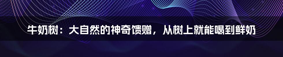 牛奶树：大自然的神奇馈赠，从树上就能喝到鲜奶