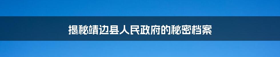 揭秘靖边县人民政府的秘密档案