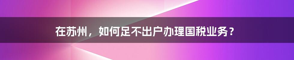 在苏州，如何足不出户办理国税业务？