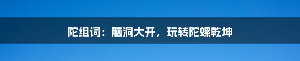 陀组词：脑洞大开，玩转陀螺乾坤