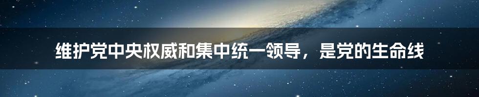 维护党中央权威和集中统一领导，是党的生命线