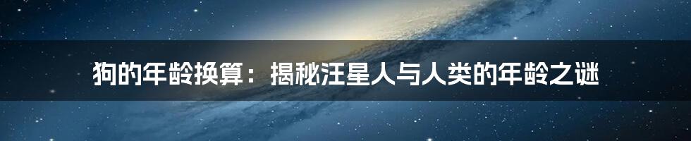 狗的年龄换算：揭秘汪星人与人类的年龄之谜