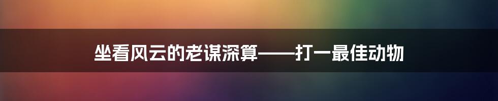 坐看风云的老谋深算——打一最佳动物