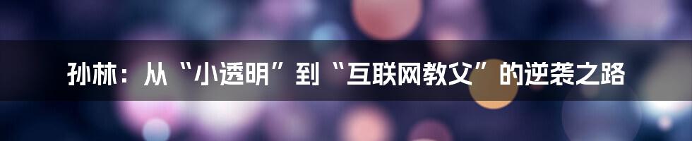 孙林：从“小透明”到“互联网教父”的逆袭之路