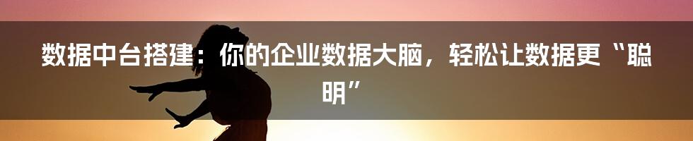 数据中台搭建：你的企业数据大脑，轻松让数据更“聪明”