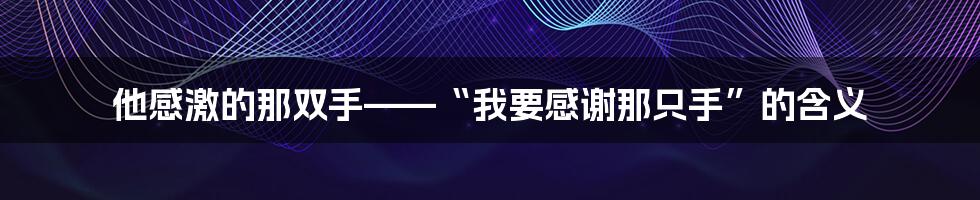 他感激的那双手——“我要感谢那只手”的含义