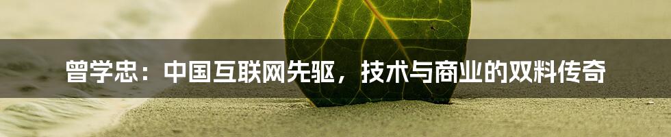 曾学忠：中国互联网先驱，技术与商业的双料传奇