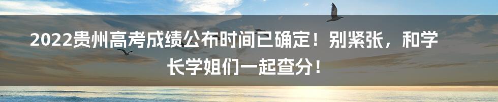 2022贵州高考成绩公布时间已确定！别紧张，和学长学姐们一起查分！