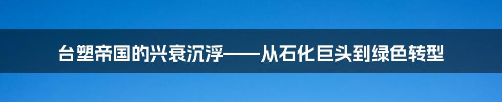 台塑帝国的兴衰沉浮——从石化巨头到绿色转型