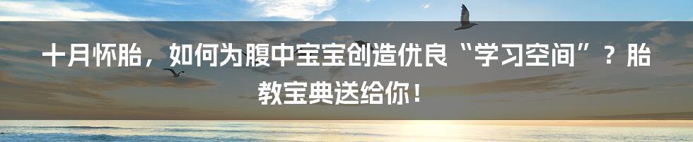 十月怀胎，如何为腹中宝宝创造优良“学习空间”？胎教宝典送给你！