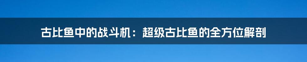 古比鱼中的战斗机：超级古比鱼的全方位解剖