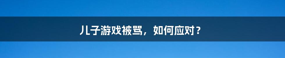 儿子游戏被骂，如何应对？