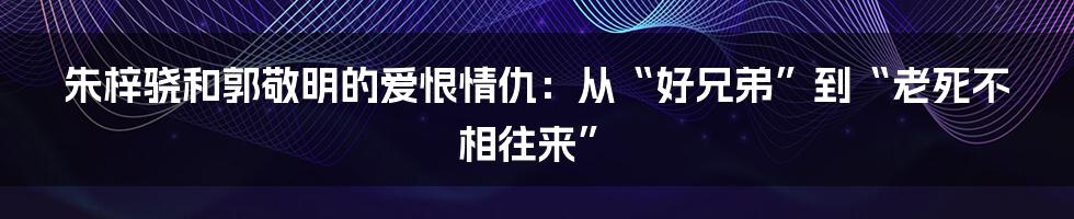 朱梓骁和郭敬明的爱恨情仇：从“好兄弟”到“老死不相往来”