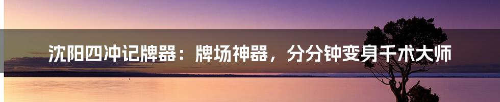 沈阳四冲记牌器：牌场神器，分分钟变身千术大师