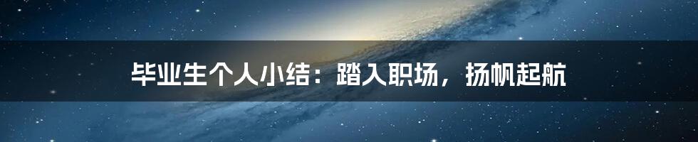 毕业生个人小结：踏入职场，扬帆起航