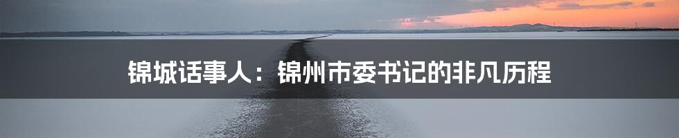 锦城话事人：锦州市委书记的非凡历程