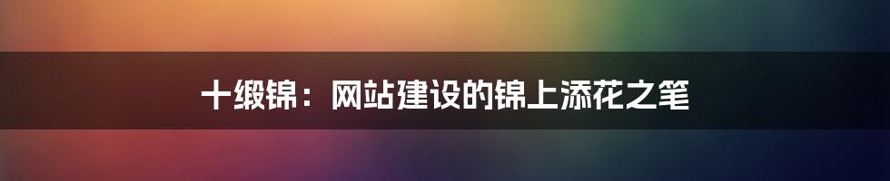 十缎锦：网站建设的锦上添花之笔