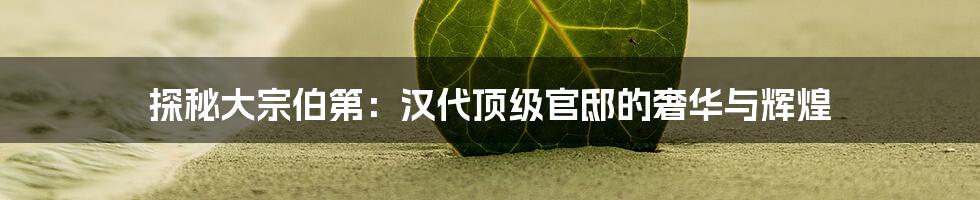 探秘大宗伯第：汉代顶级官邸的奢华与辉煌