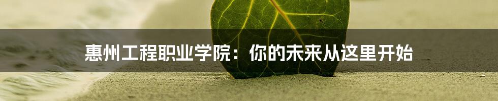 惠州工程职业学院：你的未来从这里开始