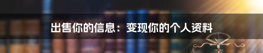 出售你的信息：变现你的个人资料