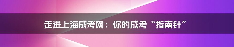 走进上海成考网：你的成考“指南针”