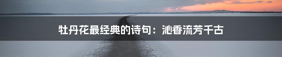 牡丹花最经典的诗句：沁香流芳千古